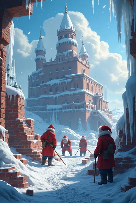  Image of Masons building Santas toy factory at the North Pole