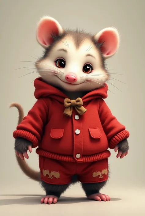 Opossum with red sweater and shorts 