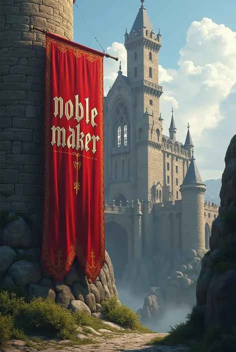 Banner, flagge mit Text "noblemaker", burg