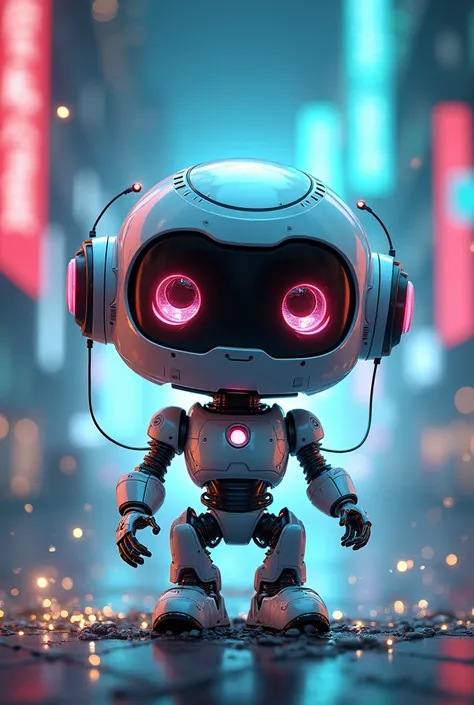 Robot Chibi that looks like it comes out of the screen in front quality, 8K,  extremely detailed ,  anime style
