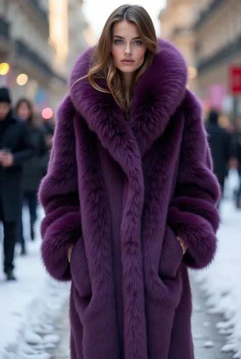 Very wide、Very thick, purple mink fur coat, Thickness 100 cm, fluffy, Thick mink fur collar, 3 floors、(Fur fashion show、Nordic beauties、High hair 、Big Breasts 2.1、latex、(Squat down and spread your legs), fur socks