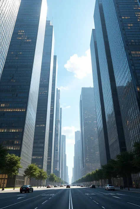  A hyperrealistic and detailed image . We see skyscrapers of multinational companies