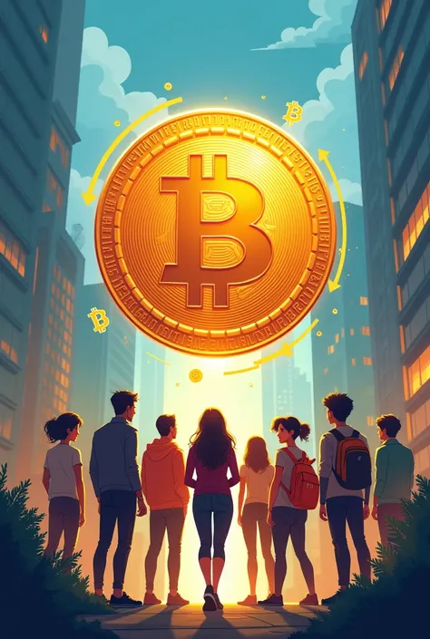 a bitcoin helps to a group of young to make rich their future 