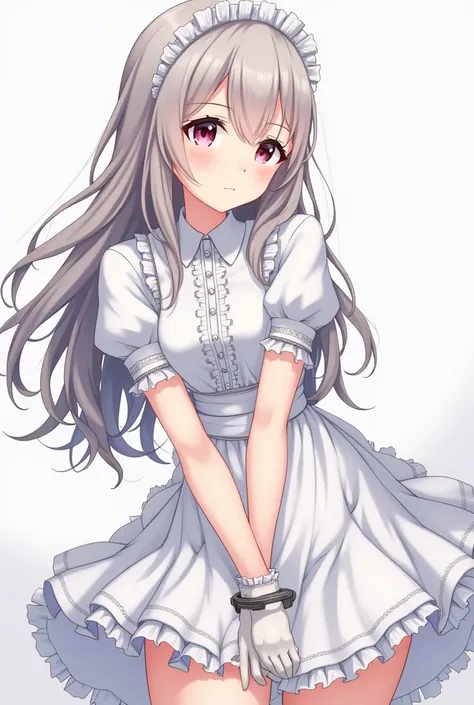  Anime Girl，maid，White Gloves， Wear handcuffs on both hands