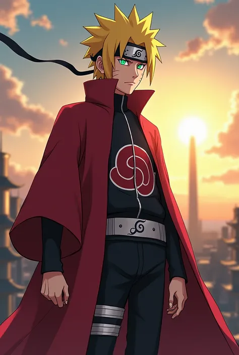 Naruto with a hokage suit using rinnegan 