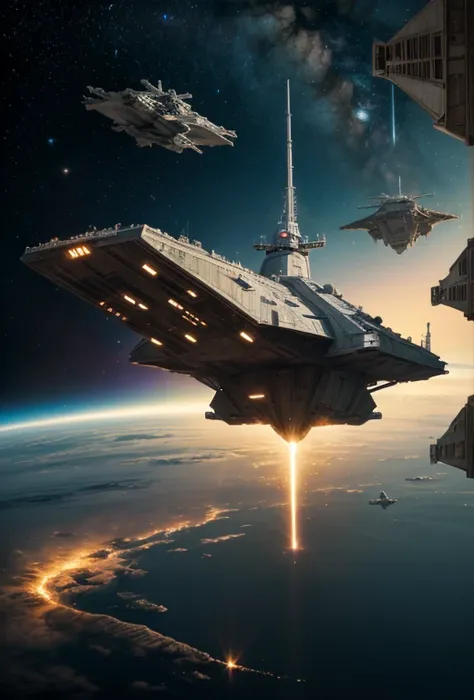 Giant space station, star wars aesthetic, star destroyer, 