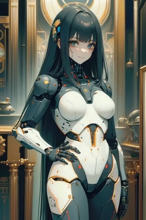 (masterpiece),(Highest quality),(Super detailed),(Best illustrations),(Best Shadow),(Absurd),(Detailed Background),(so beautiful), 16K, 8K, 4K,(Best Shadow),robotization,woman ,big bust,Robot Joint ,Metal skin,Black robot Suit,long hair,a black robot suit ...