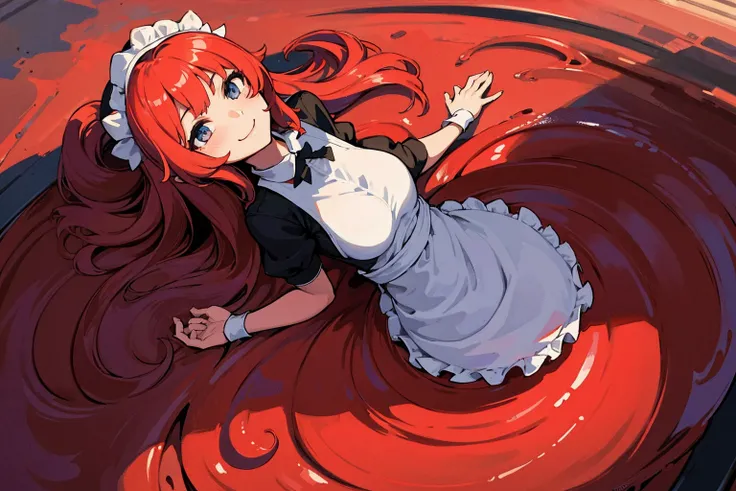 ((masterpiece,best quality,ultra-delicate,Perfect Face,detailed eyes,16k,high resolution,very beautiful girl,1 girl,solo)),((red slime body ,Best Anime,melting body)),sharpnes,clear,The Art of Phenomenal Depictions,melting red long hair,(1 girl),large brea...