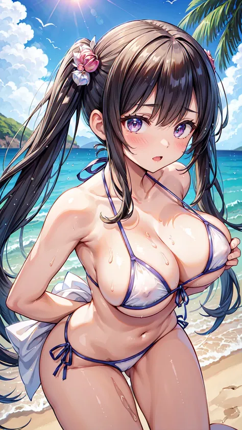 (Harenchi Beauties :1.4)、bikini、(Big Breasts)、 long hair twin tails