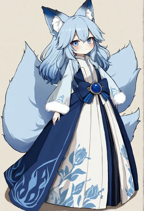 fox Light blue hair 　beast girl　indigo fur　fox beast girl