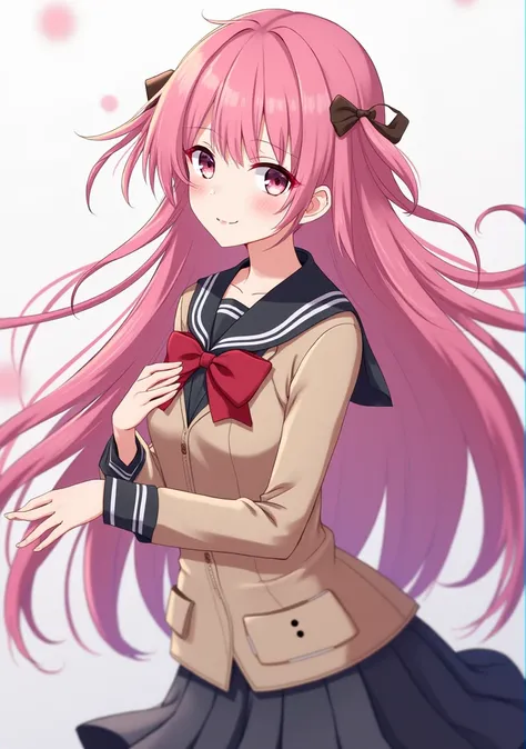 Honkai starrail, Fuxuan,Long hair, pink, wearing a school uniform