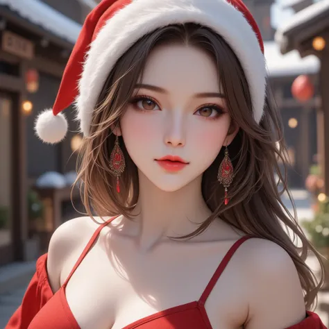 Beautiful woman dressed as Santa Claus, ultra detailed, absolutely resolution, masterpiece