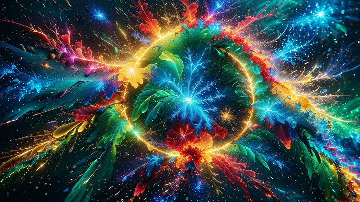 A Masterpiece In 32K Resolution, Supreme Quality, Super Detail, Official Art, Very High-Resolution 32K Wallpaper, Beautiful And Aesthetic, Ultra-Detailed Features, Awe-Inspiring Detail. A 32K Abstract Image Showcasing A Breathtaking Explosion Of Vibrant Co...