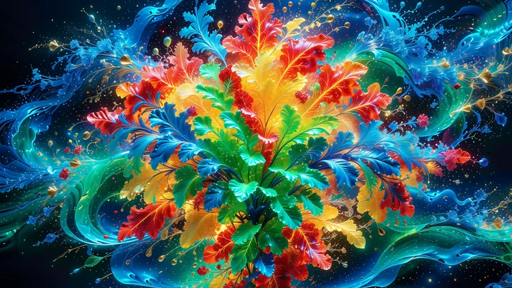 A Masterpiece In 32K Resolution, Supreme Quality, Super Detail, Official Art, Very High-Resolution 32K Wallpaper, Beautiful And Aesthetic, Ultra-Detailed Features, Awe-Inspiring Detail. A 32K Abstract Image Showcasing A Breathtaking Explosion Of Vibrant Co...