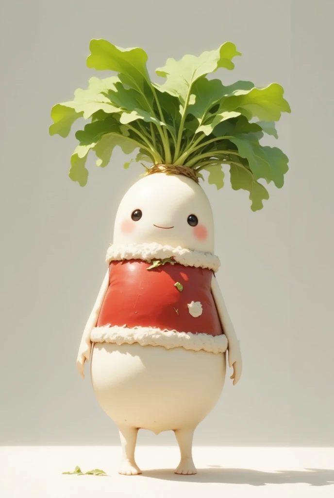 (masterpiece, top quality, very detailed depiction, incredible high resolution,Photographic images),cute大根,Santa costume,Mochimochi daikon , has a gift box,cute,