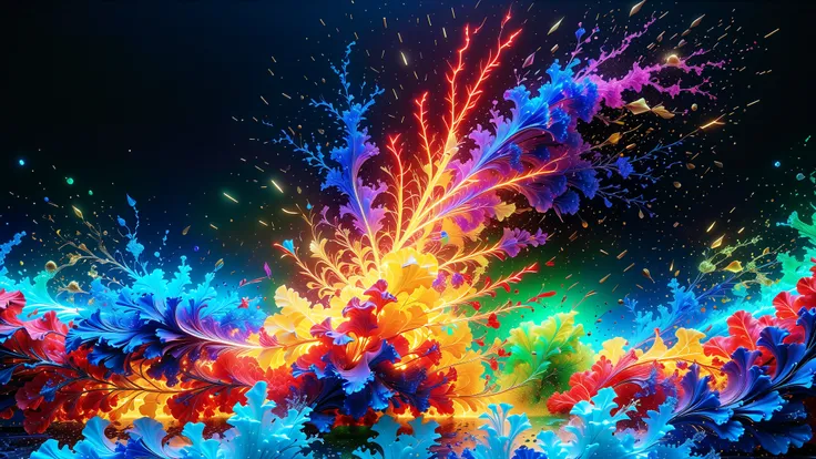 A Masterpiece In 32K Resolution, Supreme Quality, Super Detail, Official Art, Very High-Resolution 32K Wallpaper, Beautiful And Aesthetic, Ultra-Detailed Features, Awe-Inspiring Detail. A 32K Abstract Image Showcasing A Breathtaking Explosion Of Vibrant Co...