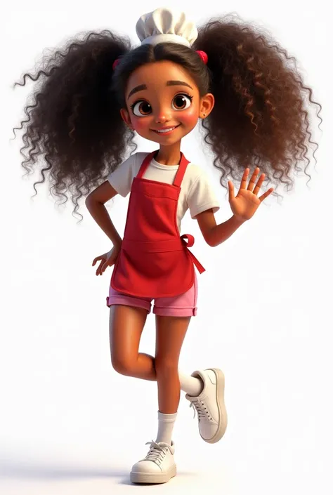 Create a scene inspired by Disney Pixar characters, movies and posters, with high resolution and high quality: a beautiful girl, 11y, , , age: 11, with attractive features and a developing body. She has light brown skin, is Brazilian and of mixed ethnicity...