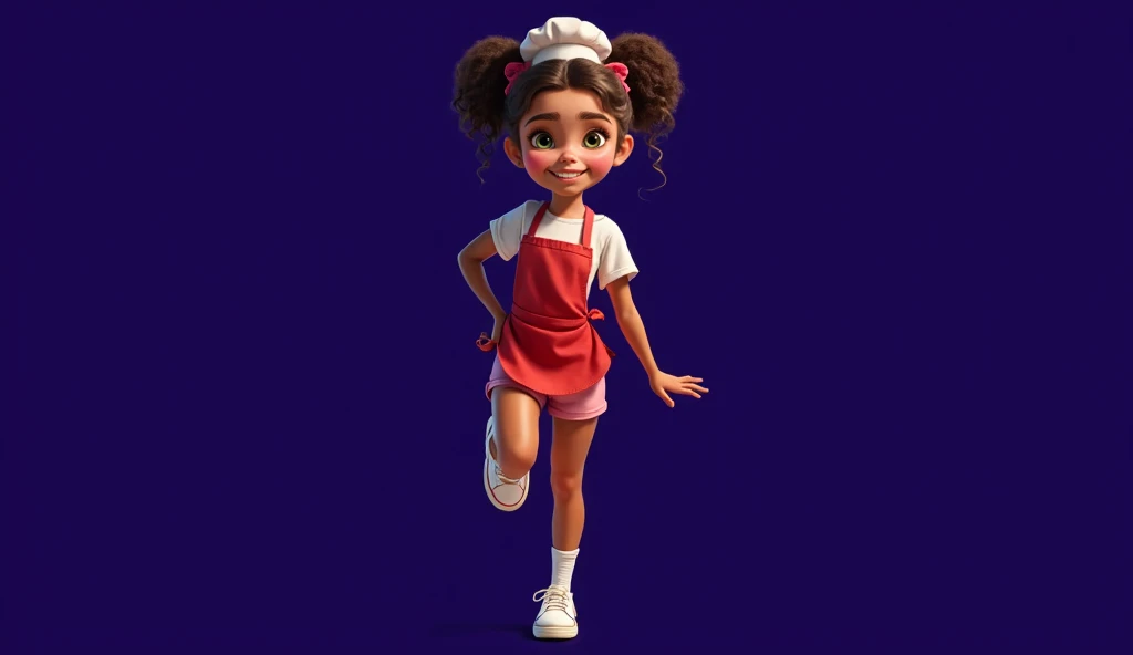 Create a scene inspired by Disney Pixar characters, movies and posters, with high resolution and high quality: a beautiful girl, 11y, , , age: 11, with attractive features and a developing body. She has light brown skin, is Brazilian and of mixed ethnicity...