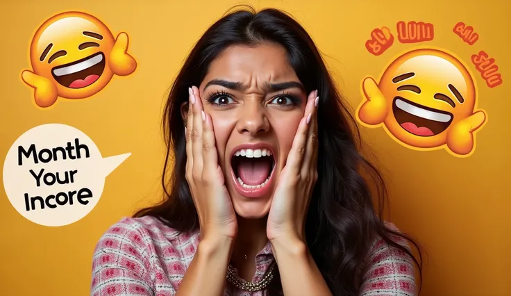 a indian woman with her mouth open and hands on her face with the words monthly income $50000, youtube thumbnail, 🔞🤡, youtuber, 🚀🌈🤩, 🤬 🤮 💕 🎀, youtube, youtube video, 😭🤮 💔, ❤🔥🍄🌪, youtube video screenshot, irish youtuber, 2 0 2 4 youtube video