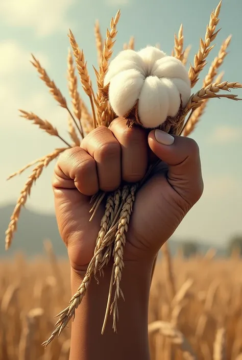 add an animated image of the left hand as a symbol of struggle while gripping rice and cotton as in Pancasila