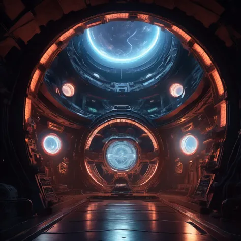 a highly detailed alien space station orbiting the Earth, ancient architectural design with South American influences, tentacles and viper motifs, an ominous glow emanating from the core and windows, 8k, photorealistic, cinematic lighting, dramatic angles,...