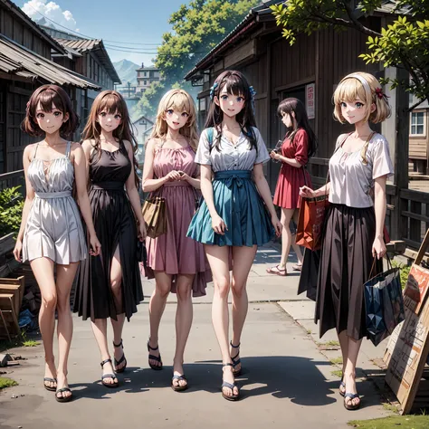 
((  Masterpiece 、 top quality、 official art))、Detailed Anime、Unity 8 ｋ wallpaper、(( 3 girls、3 girls in summer clothes 、Person-centered composition 、 detailed face 、smile))、Have fun with everyone  、(Poor conditions)、(Living Style、General store、Abandoned ho...