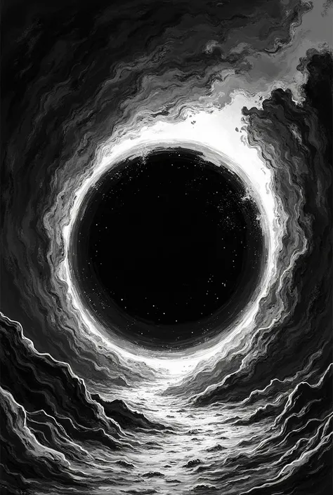 Make a wallpaper for the phone from a black hole in the ink style 