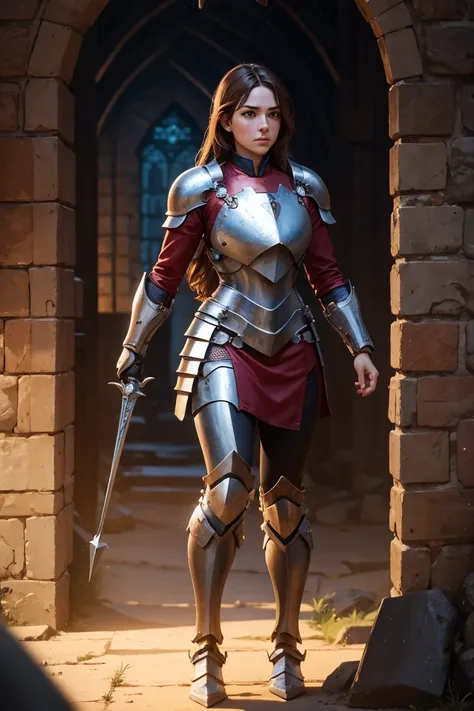 A female character that is a combination of a medieval knight and Ironman