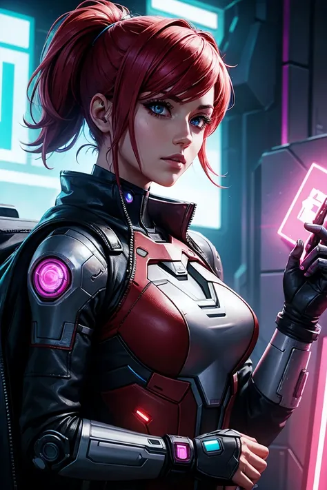 A female character that is a cyberpunk Ironman