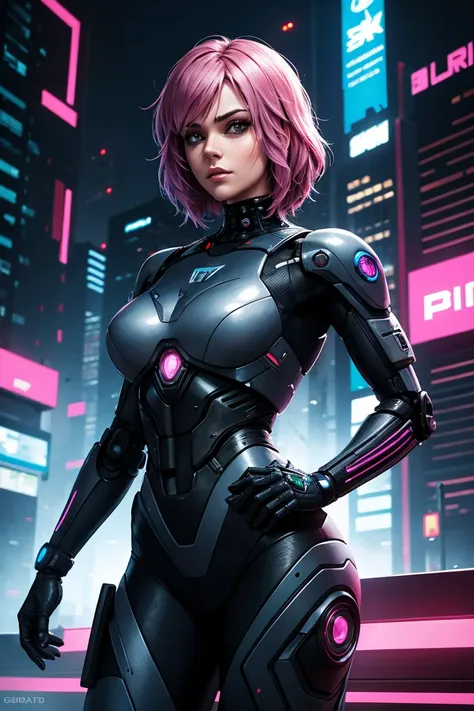 A female character that is a cyberpunk RoboCop