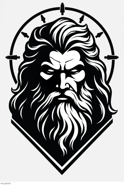 
A logo of Zeus the god of Olympus in black and white 