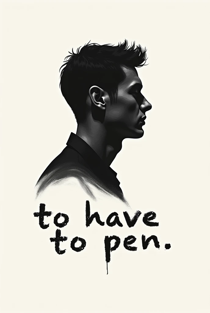  A hand-painted black and white simple style poster ，With the theme of confidentiality、To have、Pen element ， In the middle is a male bust that acts without sound