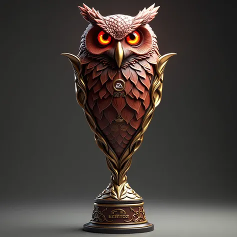  Create a trophy with an owls face on top in red with gold details, com o logo da  EA SPORTS, with the name CPL 