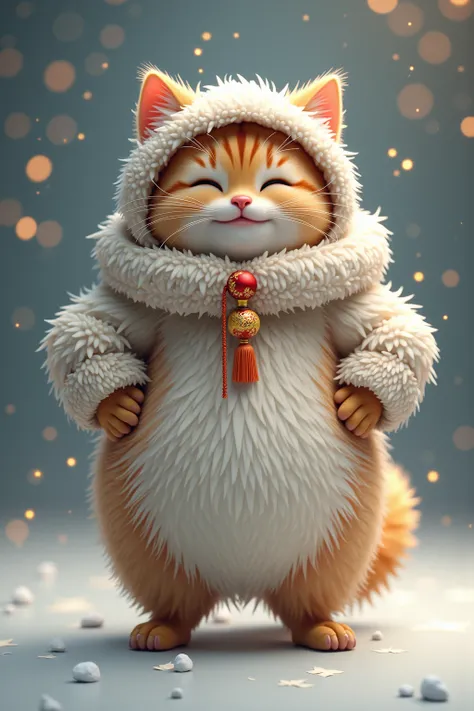 photorealistic portrait of Dressed animals - a ((fat)) (angora cat) snowman,(Art by wlop:1.2),(Happy new tear theme),(cute),(happy smile:1.2), (elegant),(hands on hips:1.5), high quality,(lovely) ,intricate detailed  accessories,  ,(highly detailed snowman...