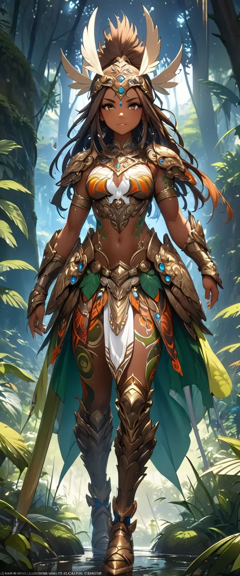 (( top quality)),( super high resolution),( super detailed),( detailed description ),(( best CG )),( Best Artwork ),Ultra-detailed art, Amazing Painted Art ,( Art with Exquisite Details :1.5), Dark-skinned Female Warrior , Amazoness, Highly Exposed Scaleli...