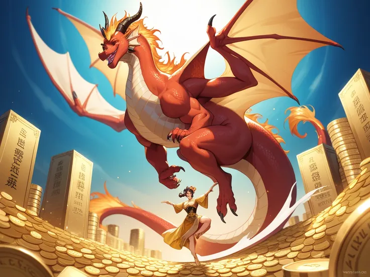 The image is a digital illustration featuring a vibrant and colorful design. The layout is centered around a golden dragon, which is prominently displayed at the top of the image. Below the dragon, the text MAHJONG WAYS 2 is written in bold, stylized lette...