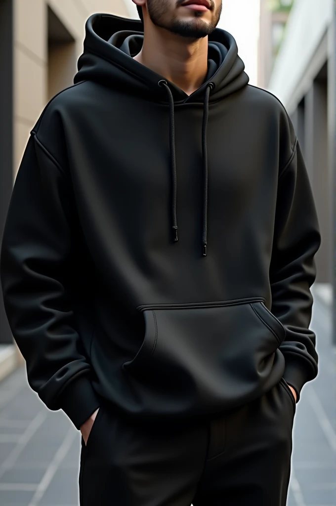 One glossy black hoodie 