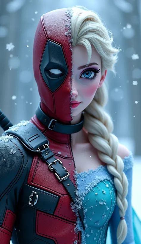 Incredible fusion of Deadpool with Elsa ultra realistic 