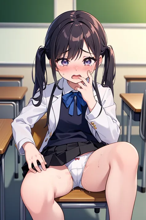 (masterpiece,beautiful,hughres,CG,8k,16k,best quality,high-resolution,detailed fingers,detailed hands,detailed legs,detailed eyes:1.5),(from side:1.6),panties focus,1girl,Alone,(During class,classroom,school:1.5),(sit in school chair,Extend your legs on a ...