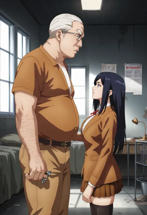 score_9, score_8_up, score_7_up, score_6_up, score_5_up, score_4_up, masterpiece, best quality, very aesthetic, absurdres, source_anime, anime screencap, 1990s (style), BREAK (1girl, 1middle aged man:1.35), mari kurihara, black eyes, long hair, black hair,...