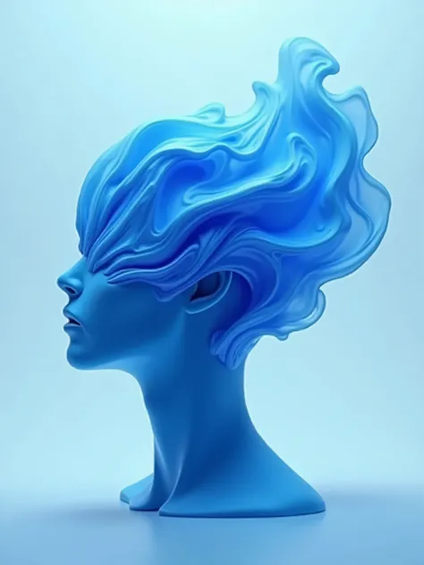 Digital image, blue color, sou forme de tête