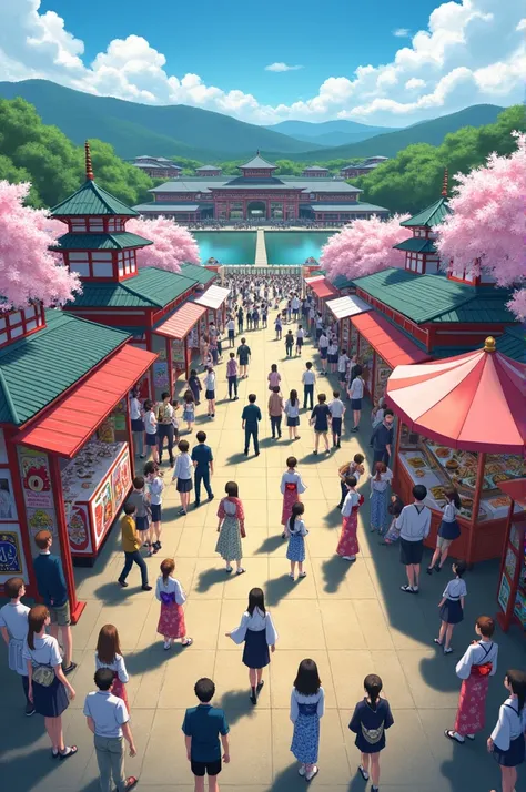 create anime based image about japan high school festival