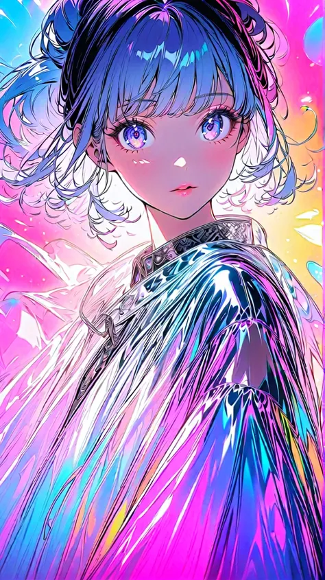 ( top quality), ( super detailed),(Bedhead),(Illustration), ( 1 girl), (Fashion Clothing ),  standing,  Fashion Model ,  Watch viewers, (Interview), ( simple background), beautiful detailed eyes,  Delicate Beautiful Face , floating,( high saturation ),( Br...