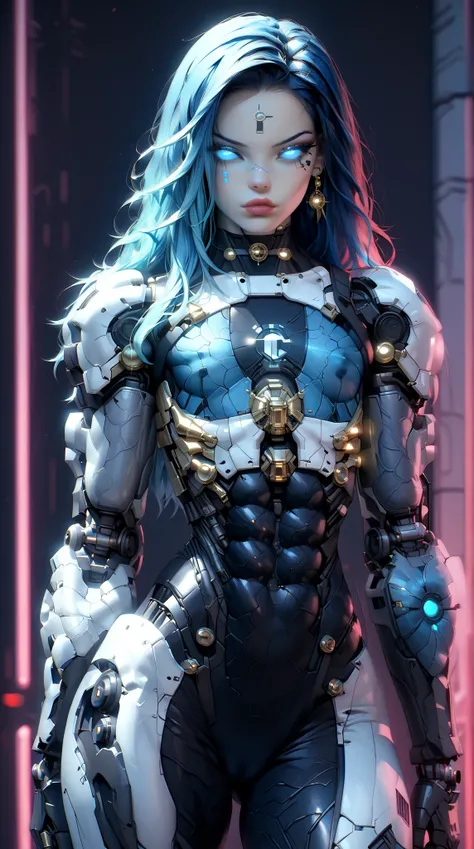 (nsfw:1), (Uncensored:1), score_9, score_8_up, score_7_up, (three quarters shot), (1 girl), (asian), beautiful teenage (skinny) muscular necron cyborg girl, (full cybernetic necron bodysuit:1.5), (black sclera:1.5), (blue glowing eyes:1.5), (blue glowing v...