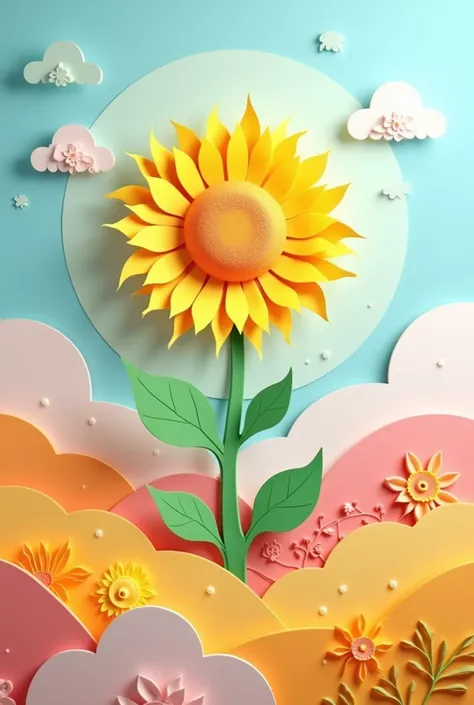 paper cutout　Pastel world　 sunflower 