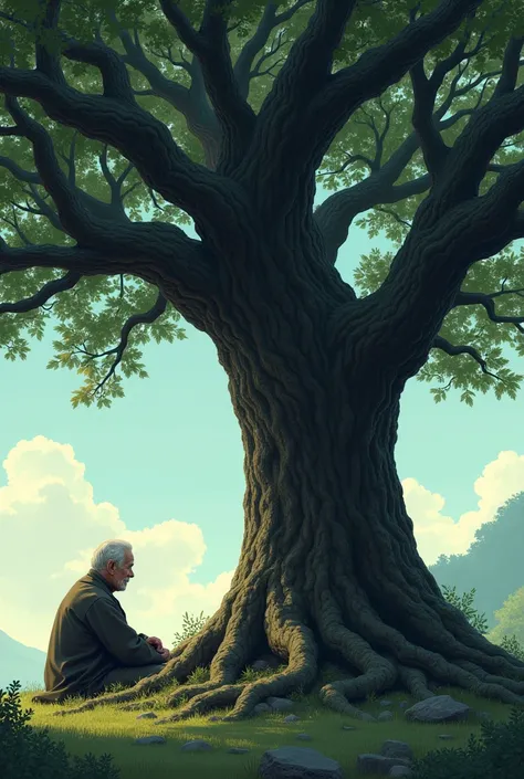 One afternoon,  an old man arrived at the foot of the oak tree .  He sat in silence ,  letting the shadow of the tree embrace him .  On his face he drew the experience of the years and the weight of the days he had lived.  He closed his eyes and began to s...