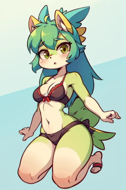 Female furry sarina green parrot diives by yeiyei art style 