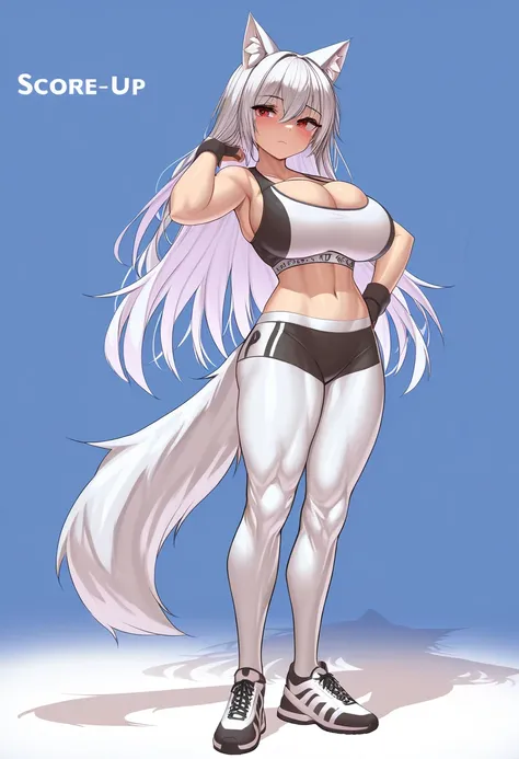 Anime style cat Furry women,full body, (massive sports bra breasts)  hors 