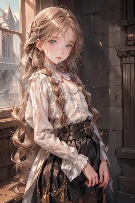 ((best quality)), ((masterpiece)), (detailed), 1girl, (big forhead:1.2),extremely detailed cute anime face, (((flat chest))), (flat chest:1.1),((((long twin braids,tight braids,long braid,braided hair,long hair)))),intricate eyes,beautiful detailed eyes,sy...