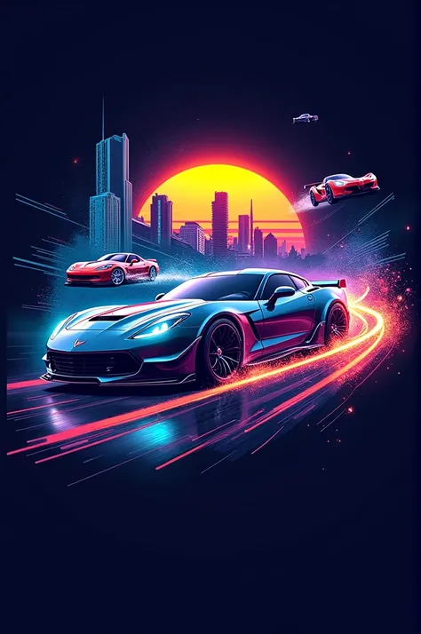 Turbo Titans logo with aesthetic poster theme cars 